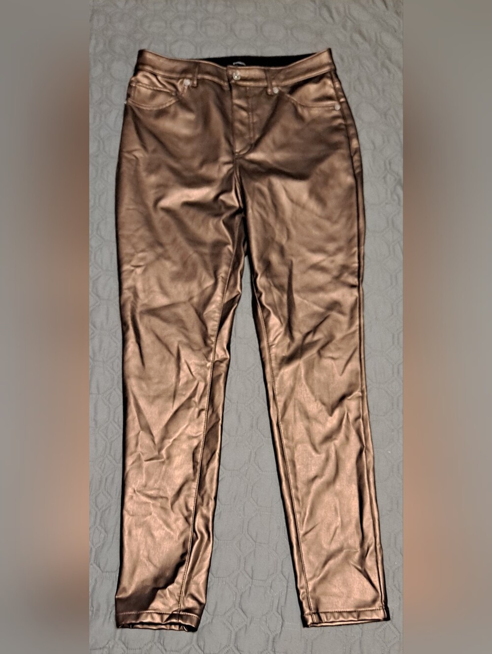 Express Metallic Bronze Coated Skinny Pants - Women Sz 10 Long